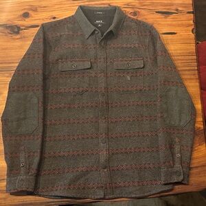 Roark Gray and Red Patterned Wool Flannel